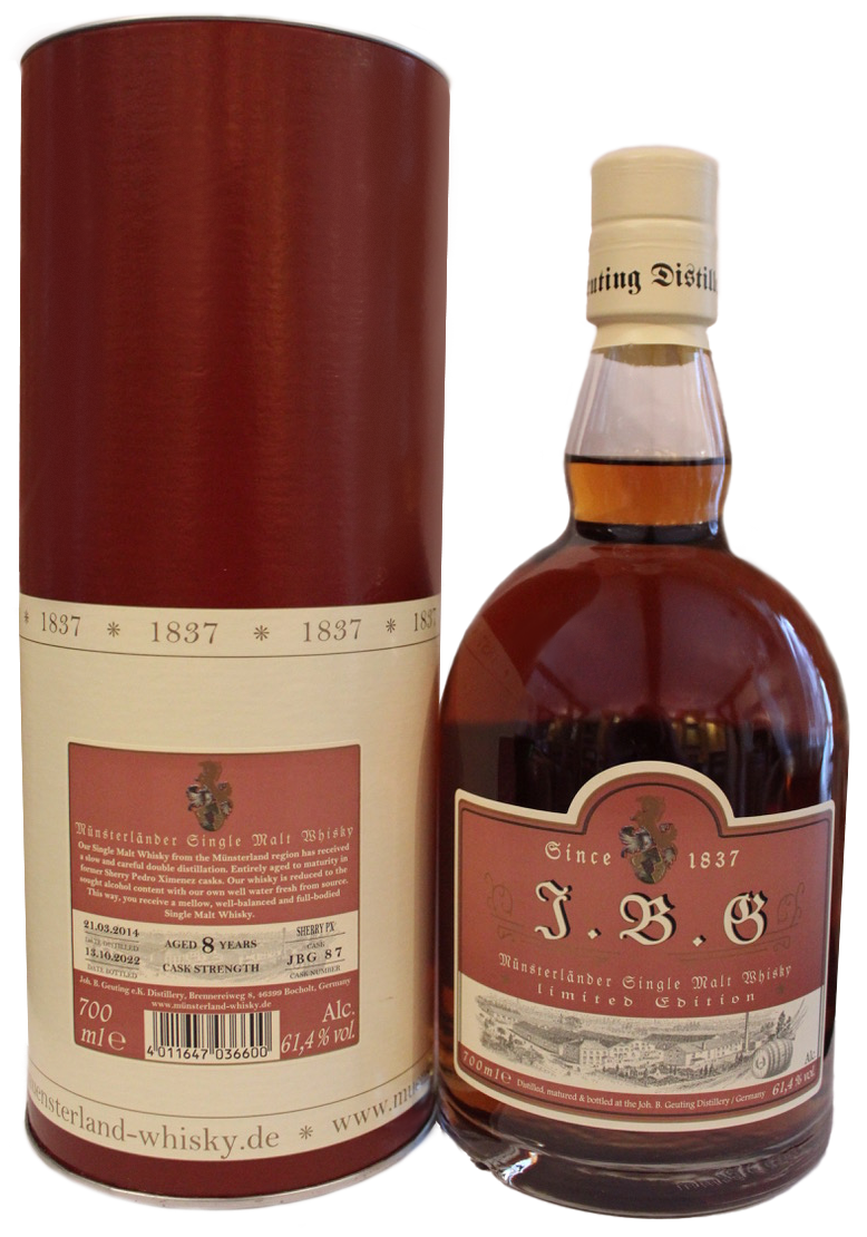 J.B.G Münsterländer Single Malt Whisky 61,4%vol., 0,7l, 8 Jahre Sherry PX
