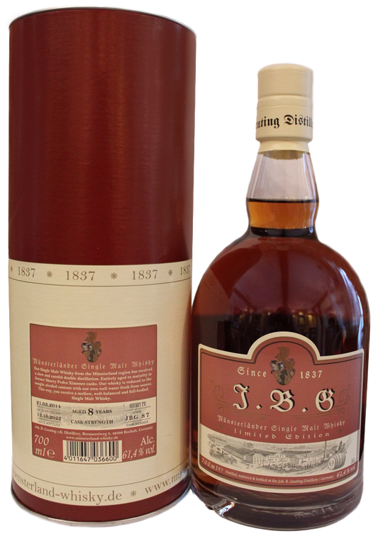 J.B.G Münsterländer Single Malt Whisky 61,4%vol., 0,7l, 8 Jahre Sherry PX